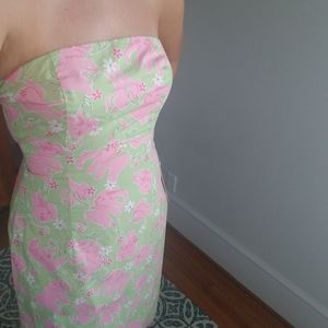 Vintage Lilly Pulitzer Strapless Dress Elephants
